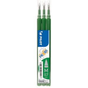 Pilot Frixion Clicker 0,7 Refill, Udviskbar Kuglepen 3 stk, Grøn