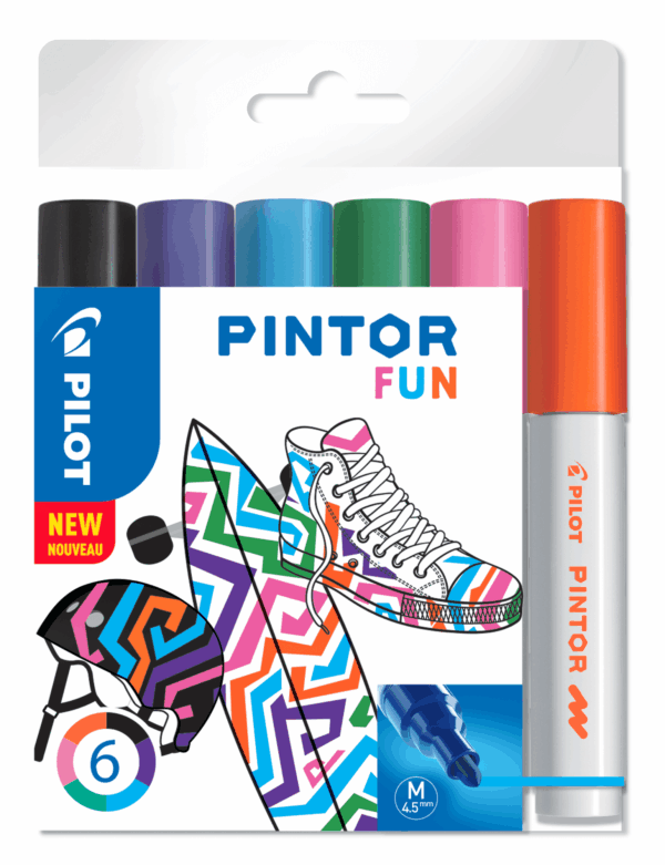 Pilot Marker Pintor Medium Fun Mix 1,4 DIY-pen, 6 stk, Ass. Farver