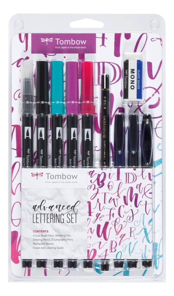 Tombow Hand Lettering Set Advanced, 10 forskellige produkter til håndskrift samt en guide