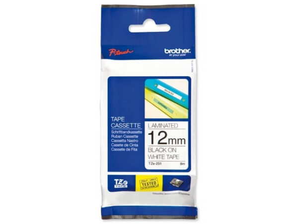 Brother TZe tape 12 mm x 4 m laminated black / white