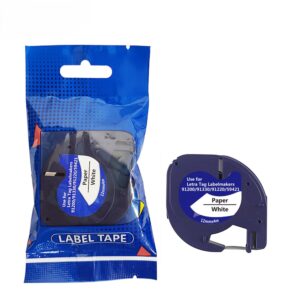 Dymo LT label tape, Kompatibel, 12 mm x 4 m, Sort på hvid
