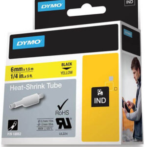 Dymo Tape Rhino 9 mm x 1,5 m Krympeflex Sort/Hvid