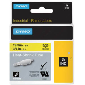 Dymo Tape Rhino 19 mm x 1,5 m Krympeflex Sort / Gul
