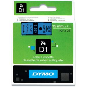 Dymo Tape D1 12 mm x 7 m Sort / Blå 45016