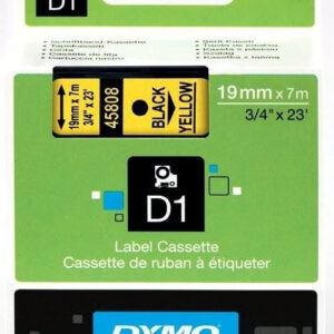 Dymo Tape D1 19 mm x 7 m Sort / Gul 45808
