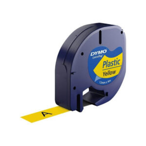 Tape LetraTag plastic 12mmx4m Gul