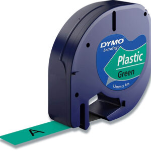 Tape LetraTag plastic 12mmx4m grøn