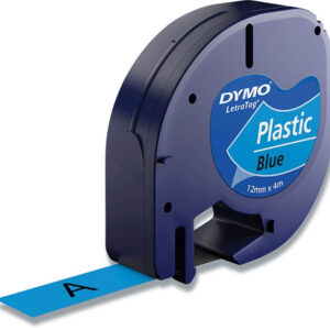 Tape LetraTag plastic 12mmx4m Blå