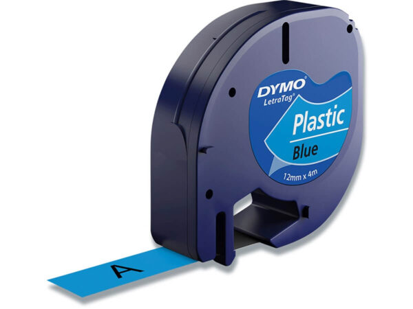 Tape LetraTag plastic 12mmx4m Blå