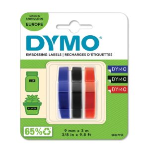 Tape Embosser 9mm x 3m (Rød/Blå/Sort),3-pak