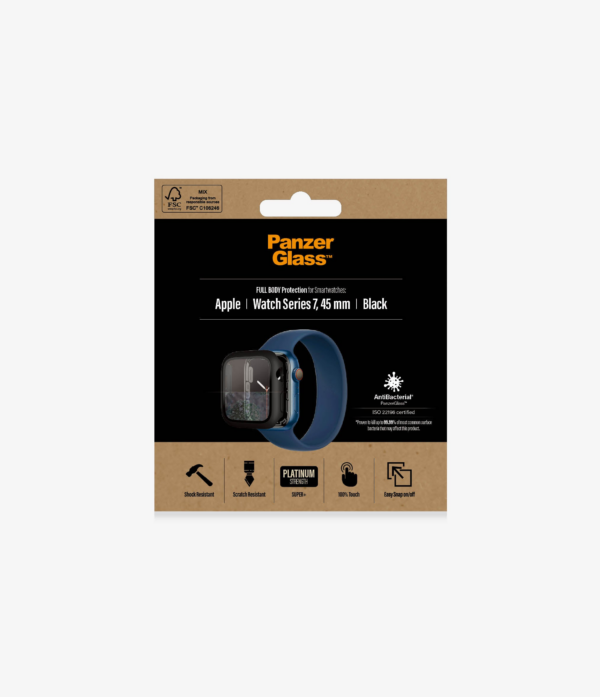 PanzerGlass skærmbeskyttelse til Apple Watch Series 7 - 45 mm, sort