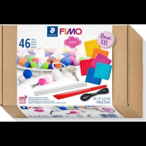 Staedtler FIMO modelleringsler Soft Basis XXL m/værktøj , 46 dele