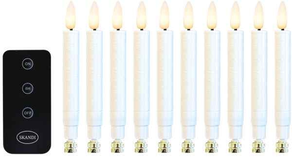 LED Juletræslys (passer til Georg Jensen), hvid, 10 stk. med justerbar klips og fjernbetjening