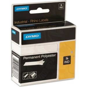 DYMO Rhino Tape 6 mm x 5,5m, permanent polyester Sort på hvid