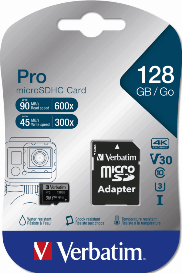 Verbatim Micro SDXC Card PRO 128 GB U3 - inkl. adapter