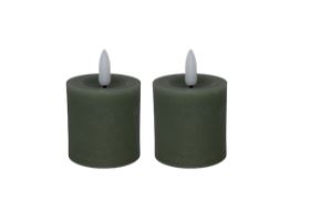 LED mini bloklys, 4,8x5 cm, grøn, 2 stk m. timer