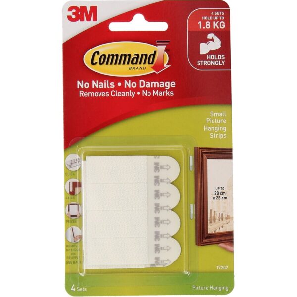 3M Command Strips - små, hvide, 4 sæt