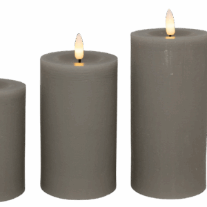 LED bloklys, grå, 3 pak inkl. fjernbetjening