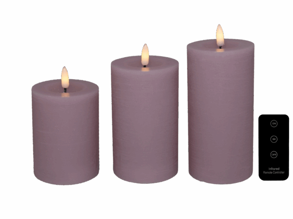 LED bloklys, rosa, 3 pak inkl. fjernbetjening