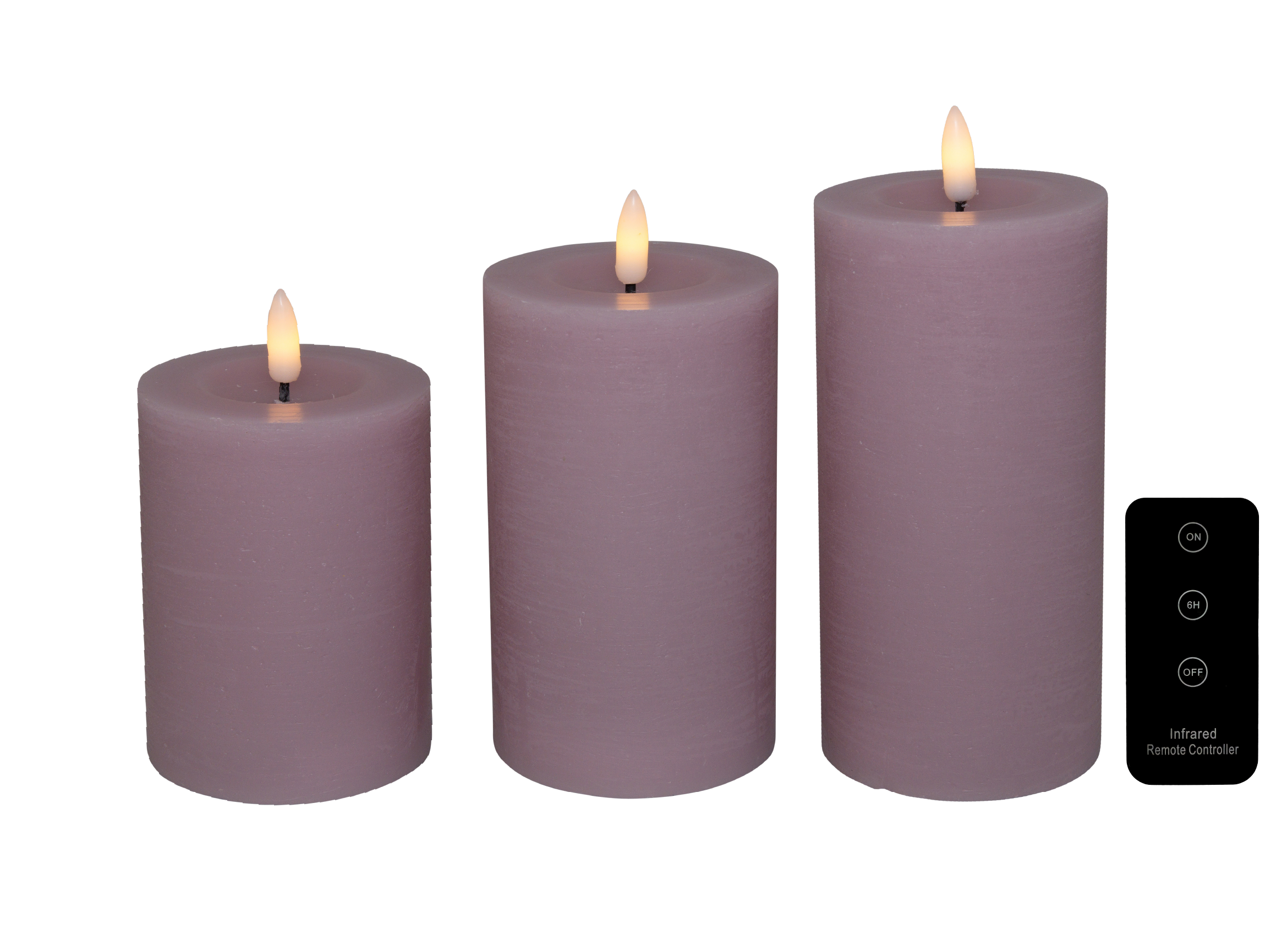 LED bloklys, rosa, 3 pak inkl. fjernbetjening