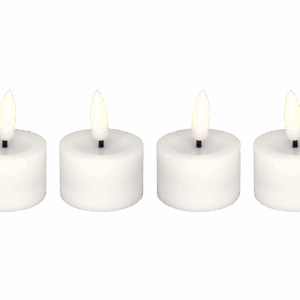 LED fyrfadslys i stearin, hvid, 4 stk