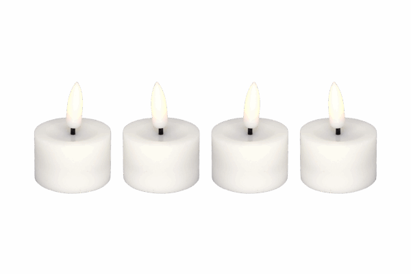 LED fyrfadslys i stearin, hvid, 4 stk