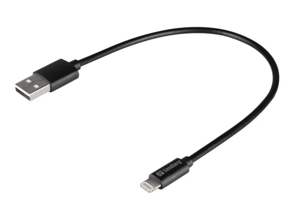 Sandberg USB>Lightning MFI 0.2m, Sort