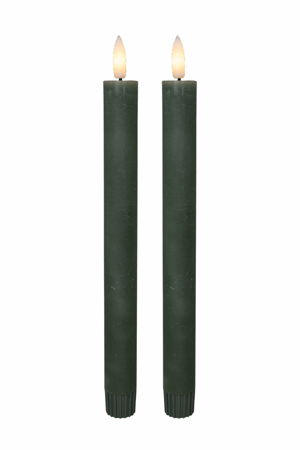 LED kronelys, 22,2 cm, grøn, 2 stk.