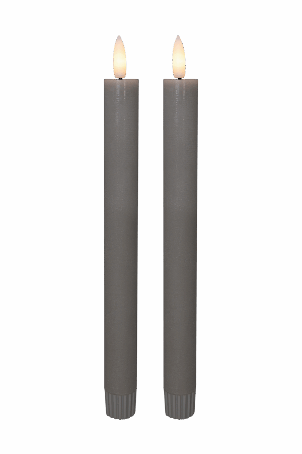 LED kronelys, 22,2 cm, grå, 2 stk.