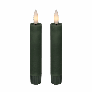 LED kronelys, 11 cm, grøn, 2 stk.