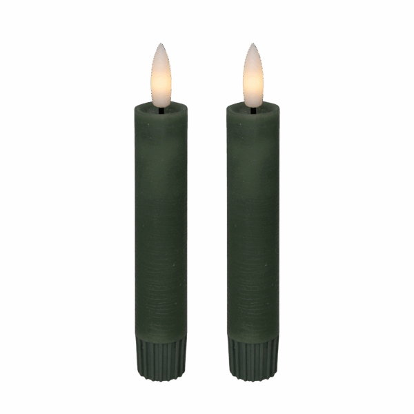 LED kronelys, 11 cm, grøn, 2 stk.