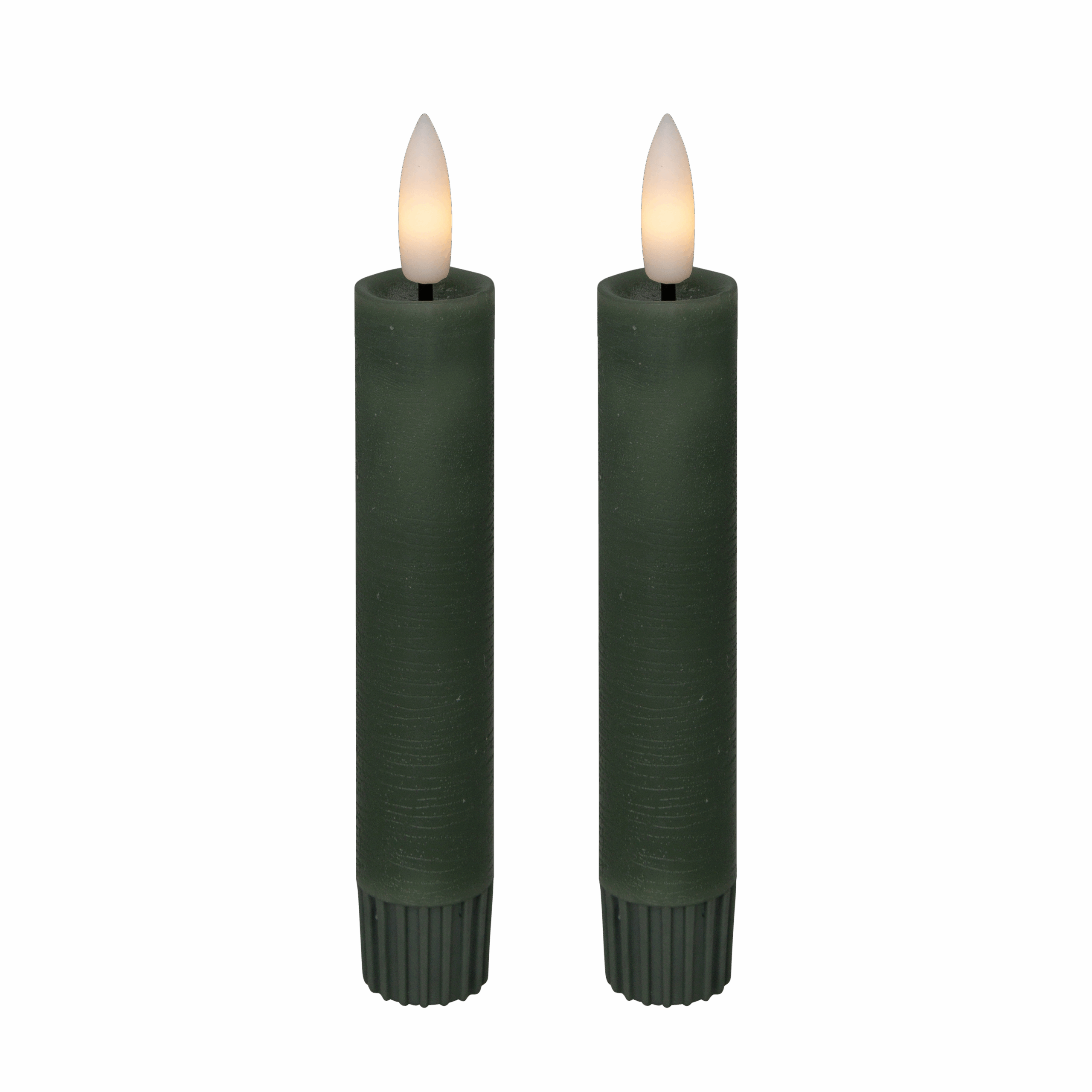 LED kronelys, 11 cm, grøn, 2 stk.