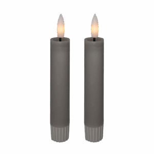 LED kronelys, 11 cm, grå, 2 stk.