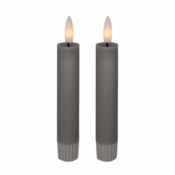 LED kronelys, 11 cm, grå, 2 stk.