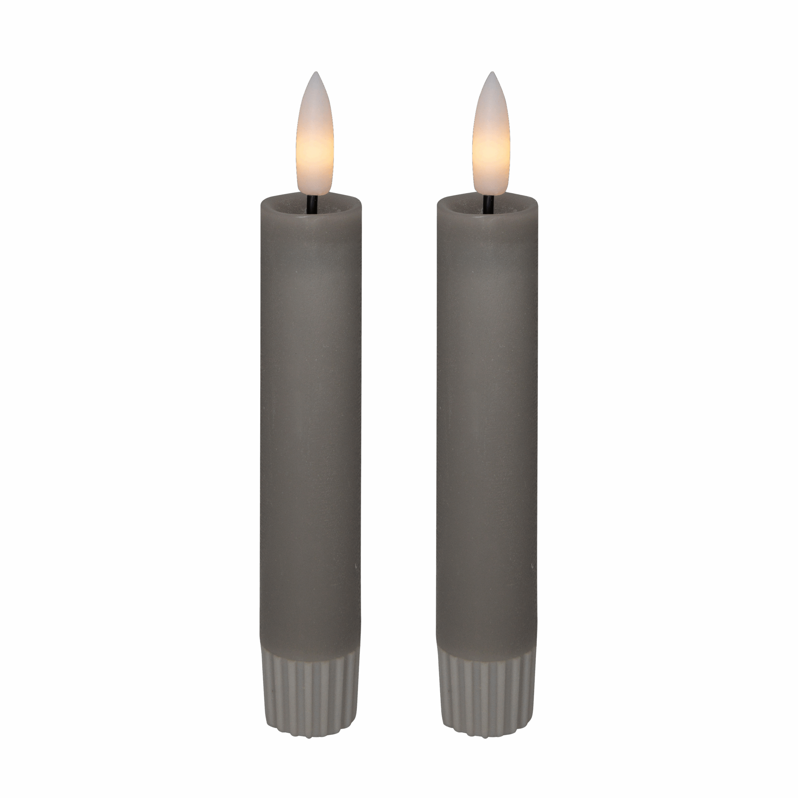 LED kronelys, 11 cm, grå, 2 stk.