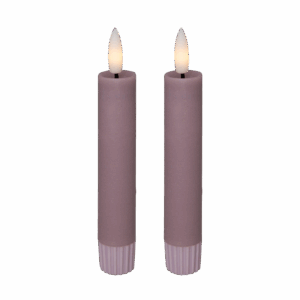 LED kronelys, 11 cm, rosa, 2 stk.