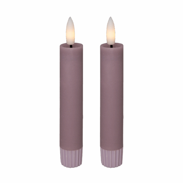 LED kronelys, 11 cm, rosa, 2 stk.