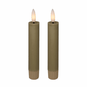 LED kronelys, 11 cm, sand, 2 stk.