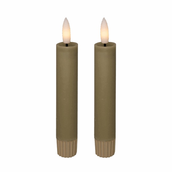 LED kronelys, 11 cm, sand, 2 stk.