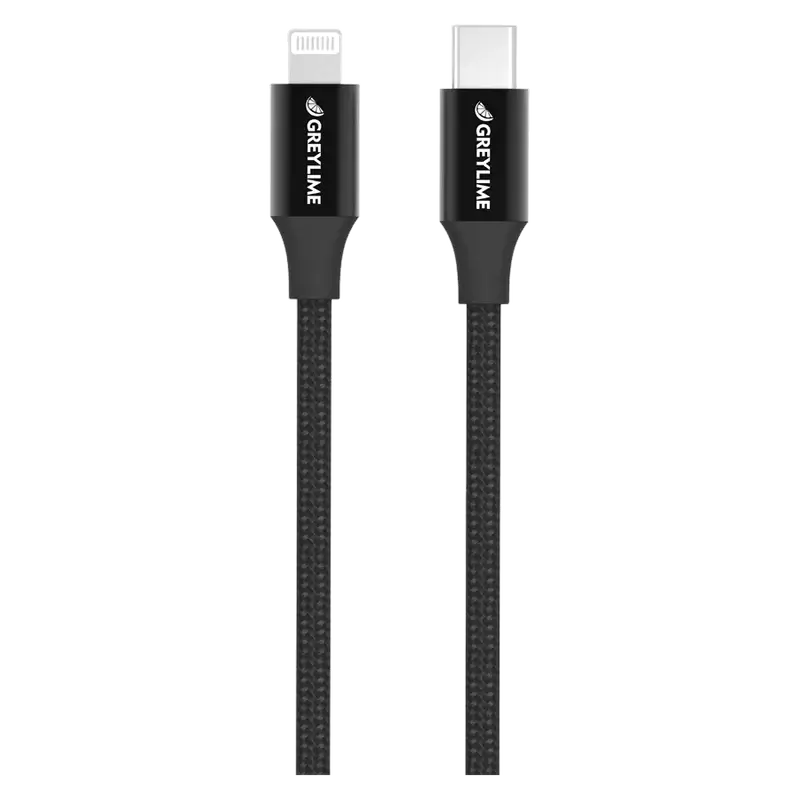 GreyLime Braided USB-C-Lightning Kabel 1 m - Sort
