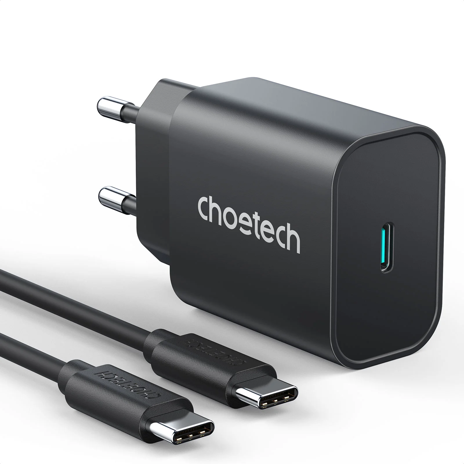 Choetech USB-C PD vægoplader, 25W, sort