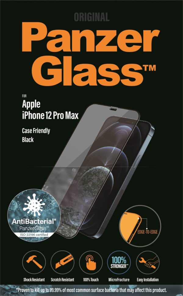 PanzerGlass skærmbeskyttelse iPhone 12 Pro Max - sort