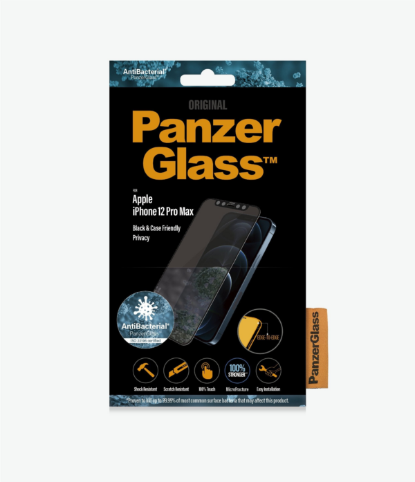PanzerGlass skærmbeskyttelse iPhone 12 Pro Max - Privacy, sort