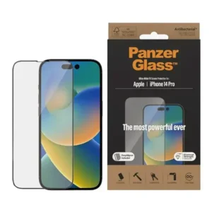 PanzerGlass skærmbeskyttelse iPhone 14 Pro - Ultra-Wide Fit, antibakteriel