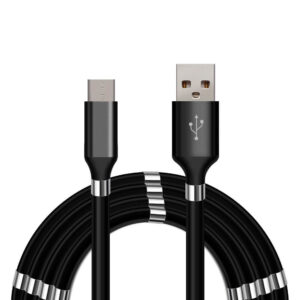 USB  USB-C QC magnetkabel, 2 m, sort