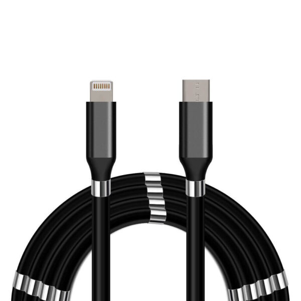 USB-C  Lightning QC magnetkabel, 2 m, sort