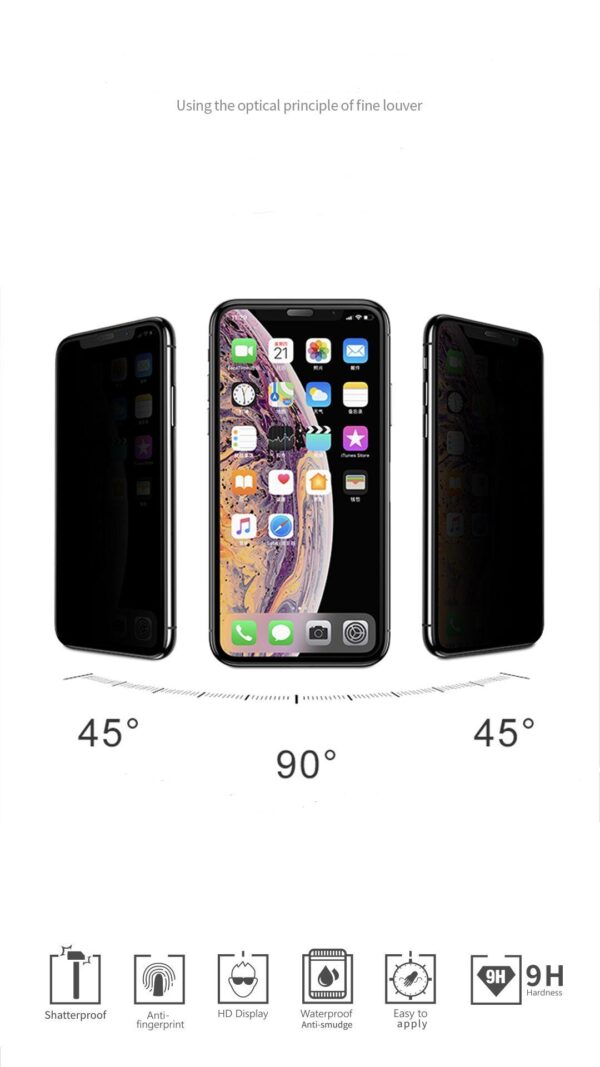 Skærmbeskyttelse (9H glas) - iPhone 14 Pro Max 6.7" m. Privacy , sort