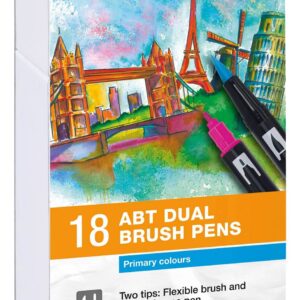 Tombow ABT Dual Brush 18P-1 Basic 1, 18 stk, tusch med dobbeltspids
