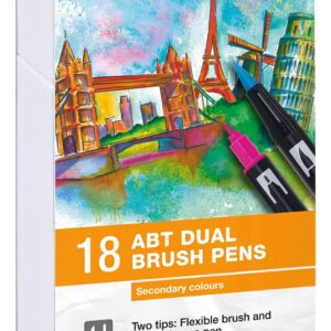 Tombow ABT Dual Brush 18P-2 Basic 2, 18 stk, tusch med dobbeltspids