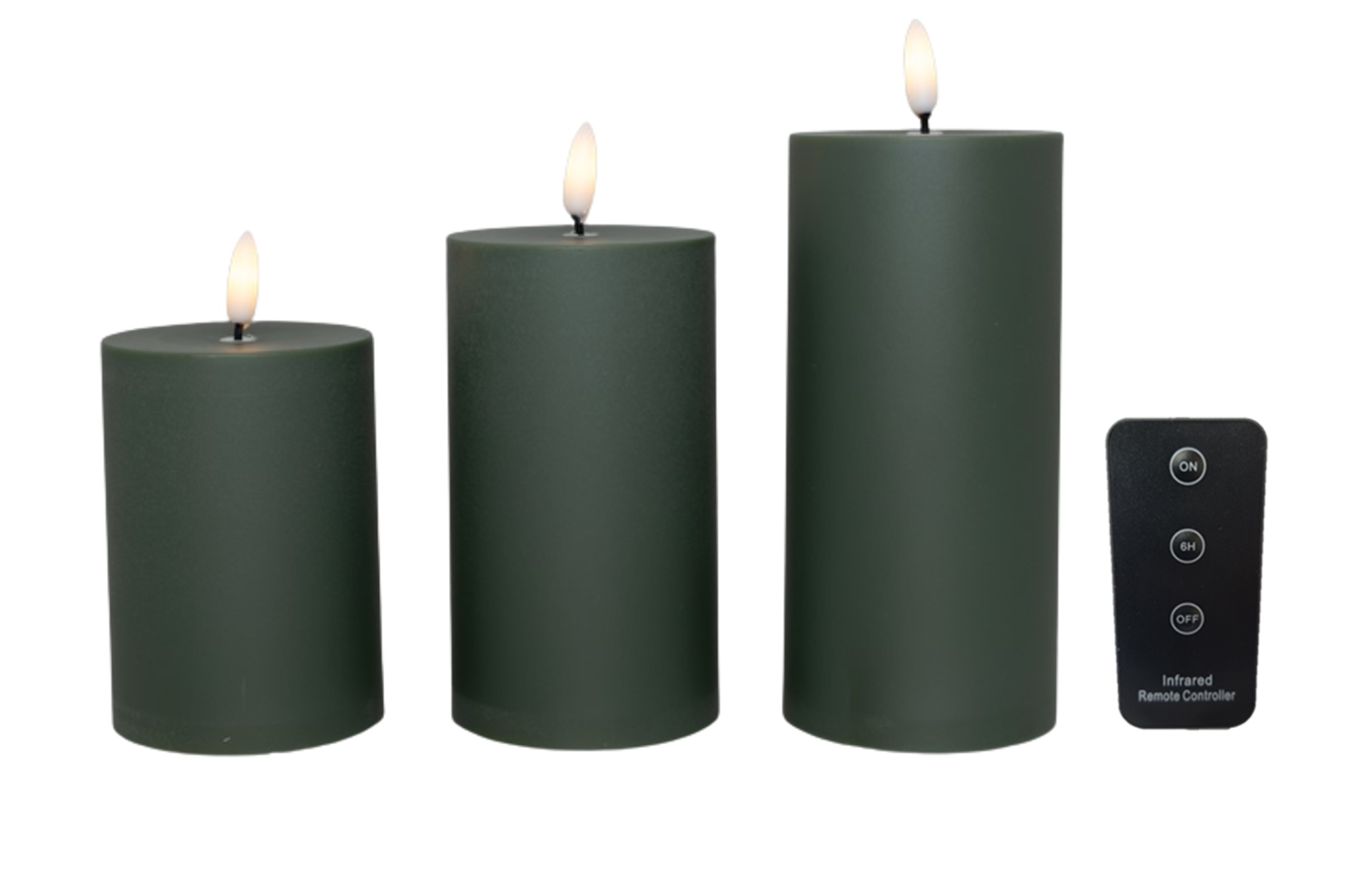 LED bloklys - udendørs, grøn, 3 stk.inkl. fjernbetjening